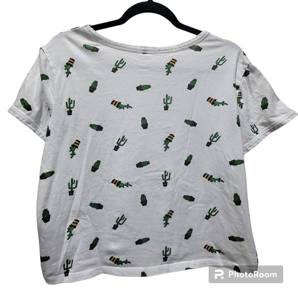 XL 100% Cotton Cactus Crop T-Shirt Soft Comfy Casual - Picture 2 of 4